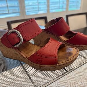Women's Born Red Wedge Sandals, Sz 9